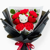 YSHomy Crochet HK & Red Rose Bouquet with Black Wrapping